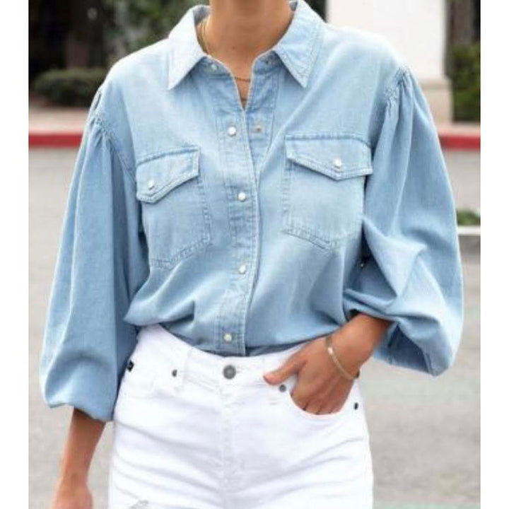 Cassidy Puff Sleeve Denim Shirt