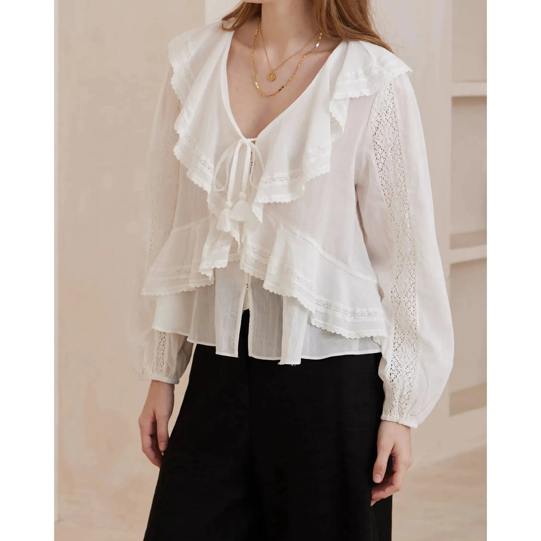 Valla Lace Frill Top