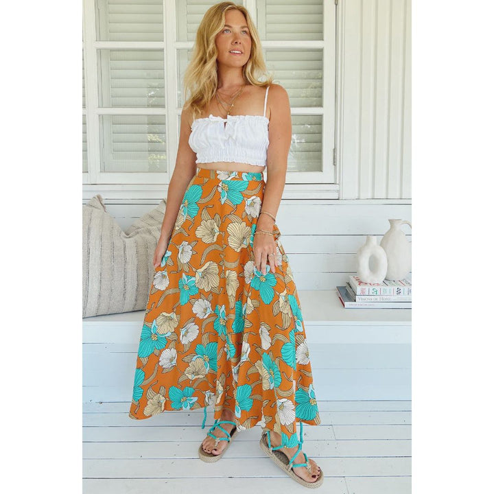 Rocky Maxi Skirt - Aqua Fields Print