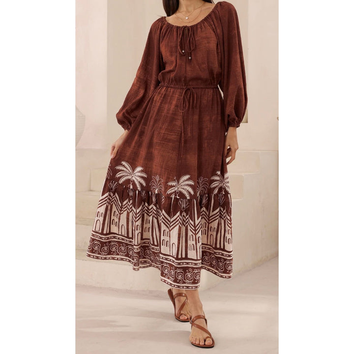 Palma Maxi Dress

Beautiful Chocolate Rayon Maxi dress with unique placement border print

Stunning with boots and layered up with a vest or chunky knit