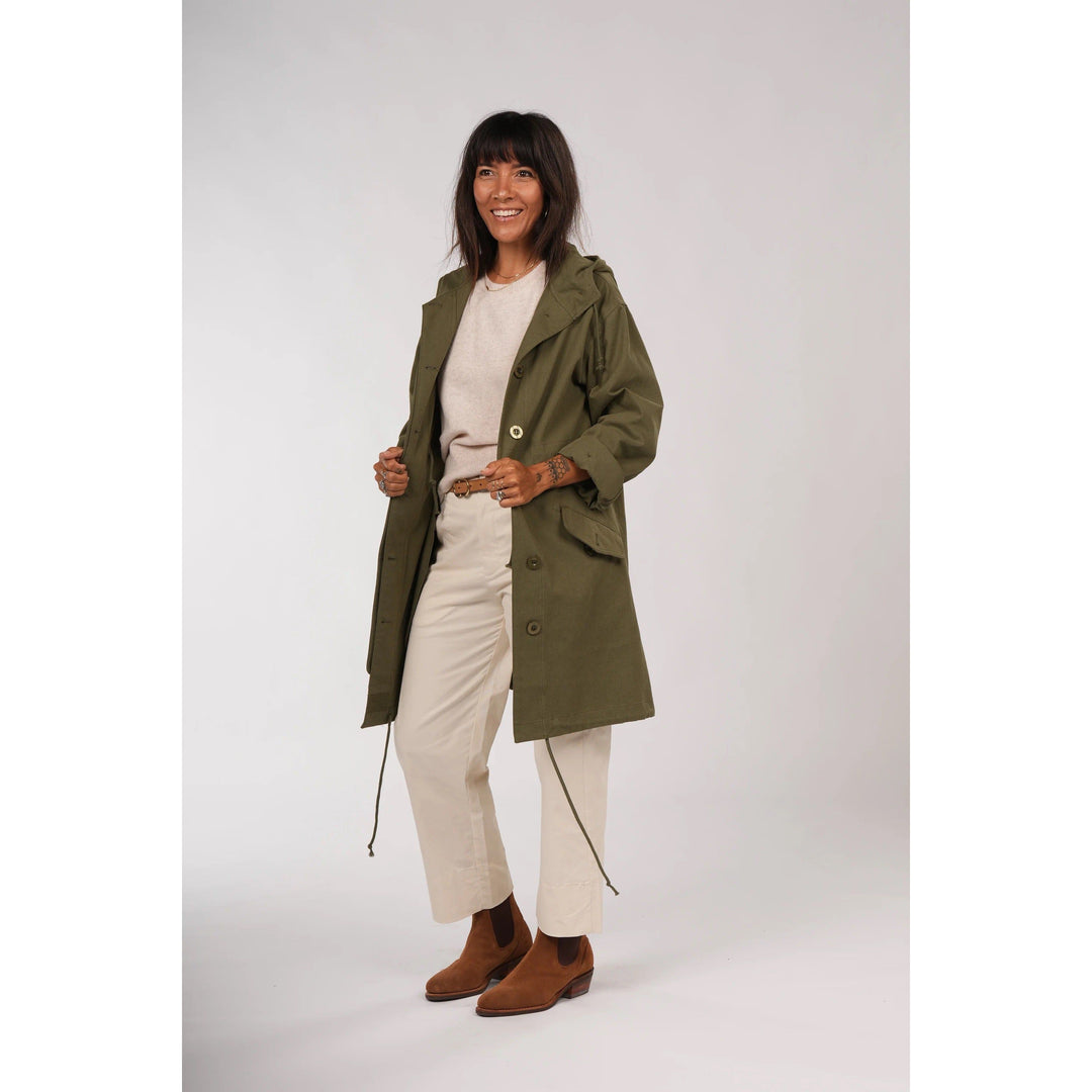 Montaigne Isobel Cotton Drill Anorak Parka- Green