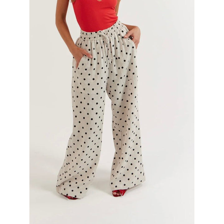 Juno Pant - Oat Polka Linen