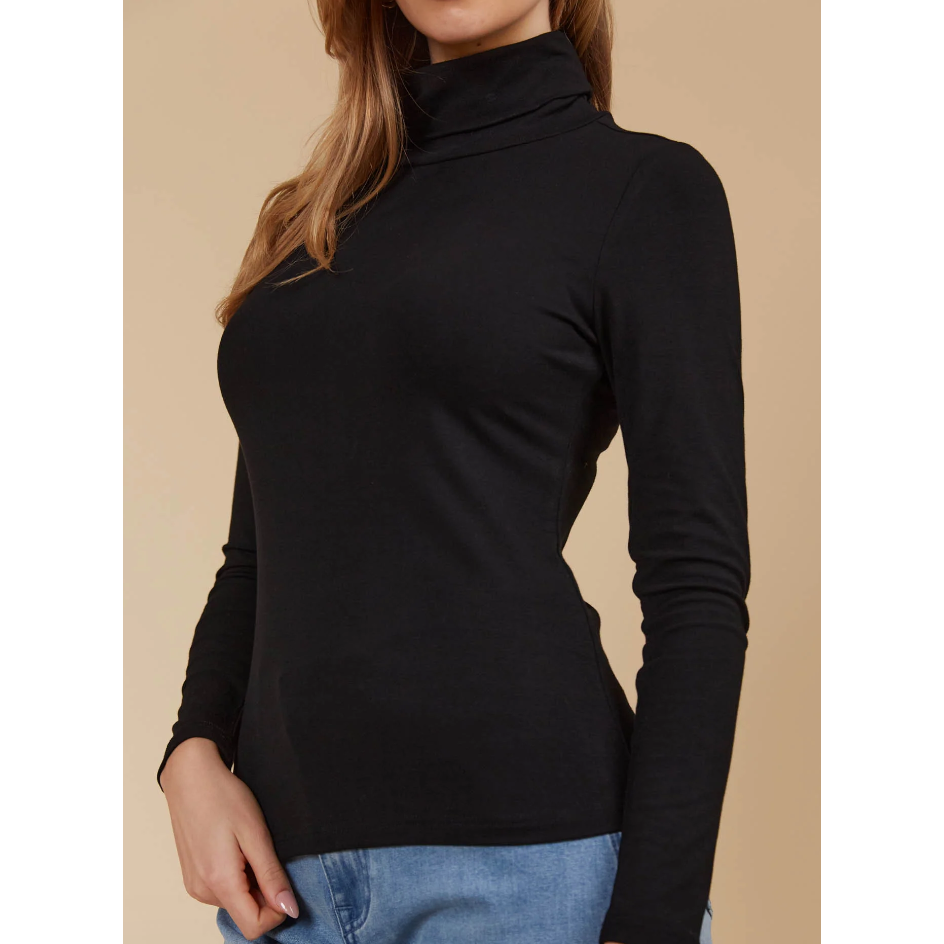 Naria Roll Neck Top

The Naria Roll Neck Top is a timeless essential for the colder season. Designed with a flattering, stretchy fit, long sleeves, and a rolled turtleneck for added warmth, it's the ideal base layer for any outfit. Wear it with a blazer and a maxi skirt for a professional setting, or layer it with a puffer vest, jeans, and a wool hat for a relaxed weekend ensemble.