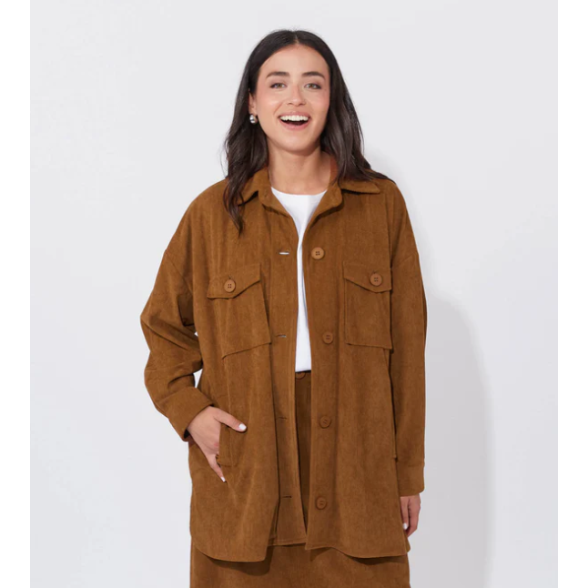 Nashville Shacket

Lighter than a coat yet warmer than a button-down shirt, the Nashville Shacket is perfect for transitional layering. In a soft corduroy, this shacket adds a laid-back, rustic touch to your outfit. The oversized fit offers plenty of space for layering and freedom of movement, making it an ideal choice for casual occasions. Pair it with matching pants and boots for a cohesive look, or keep it casual with leggings and sneakers.