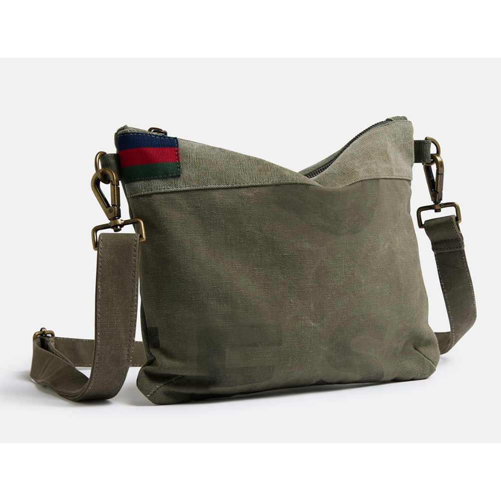 Land Of Mates Clutch - Kahki 28x23cm

The Land of Mates Clutch, part of the eco-conscious Land of Mates Series, redefines urban style with its rugged, printed upcycled truck canvas. Inspired by the industrial energy of Tokyo, each clutch is unique, with washed-out prints and random cuts ensuring no two are alike. Crafted with sustainability in mind, this minimalist clutch is a perfect blend of durability and individuality, making it ideal for creatives and urban dwellers seeking both style and function in t