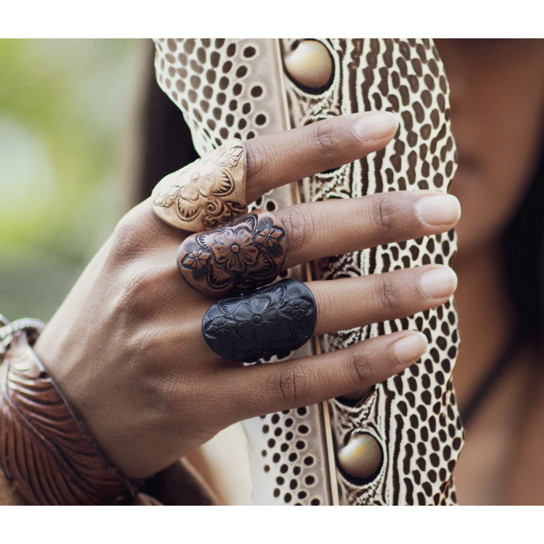 Leather Mandala Ring